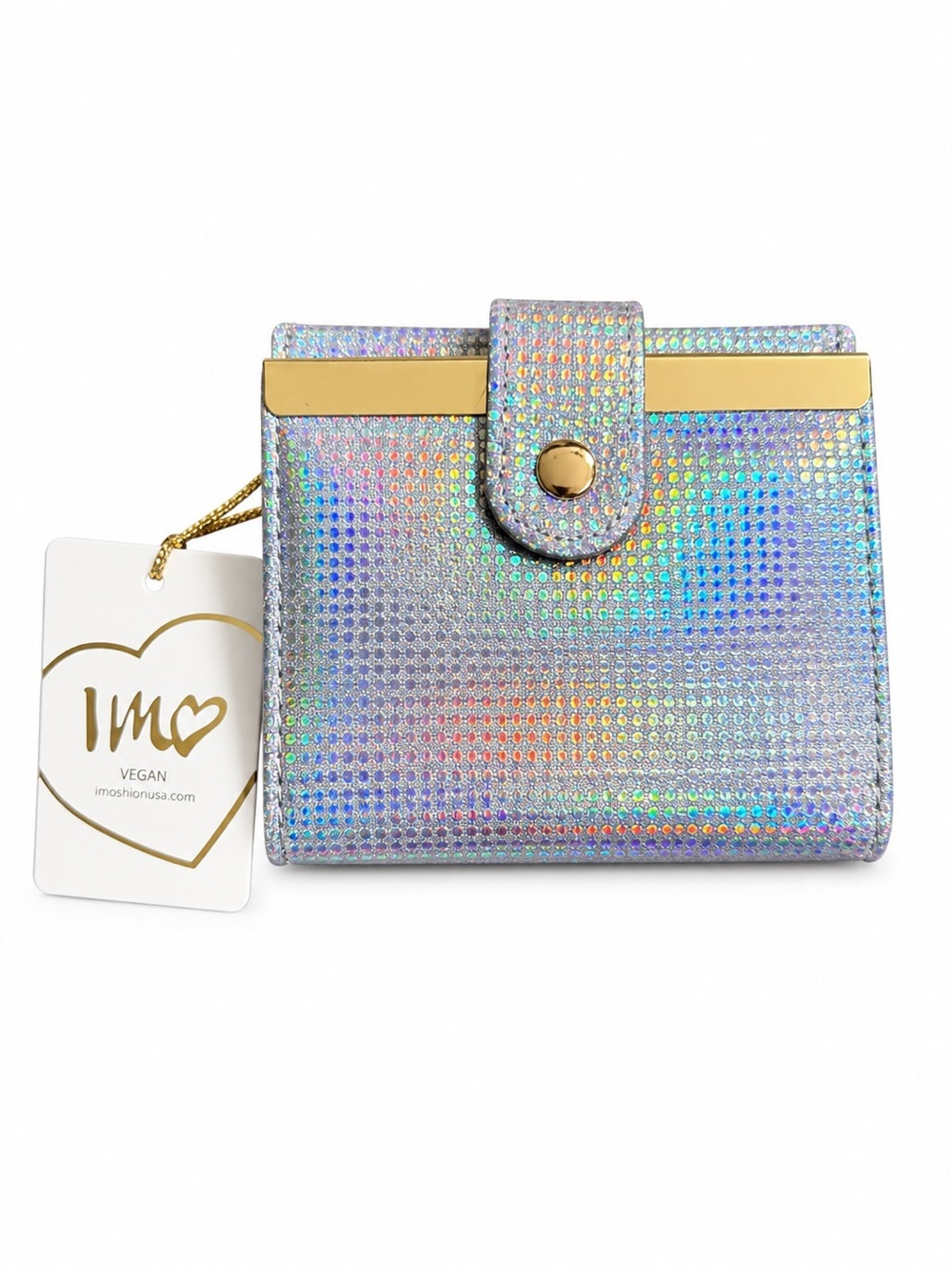 Holographic Silver Snap Trifold Wallet